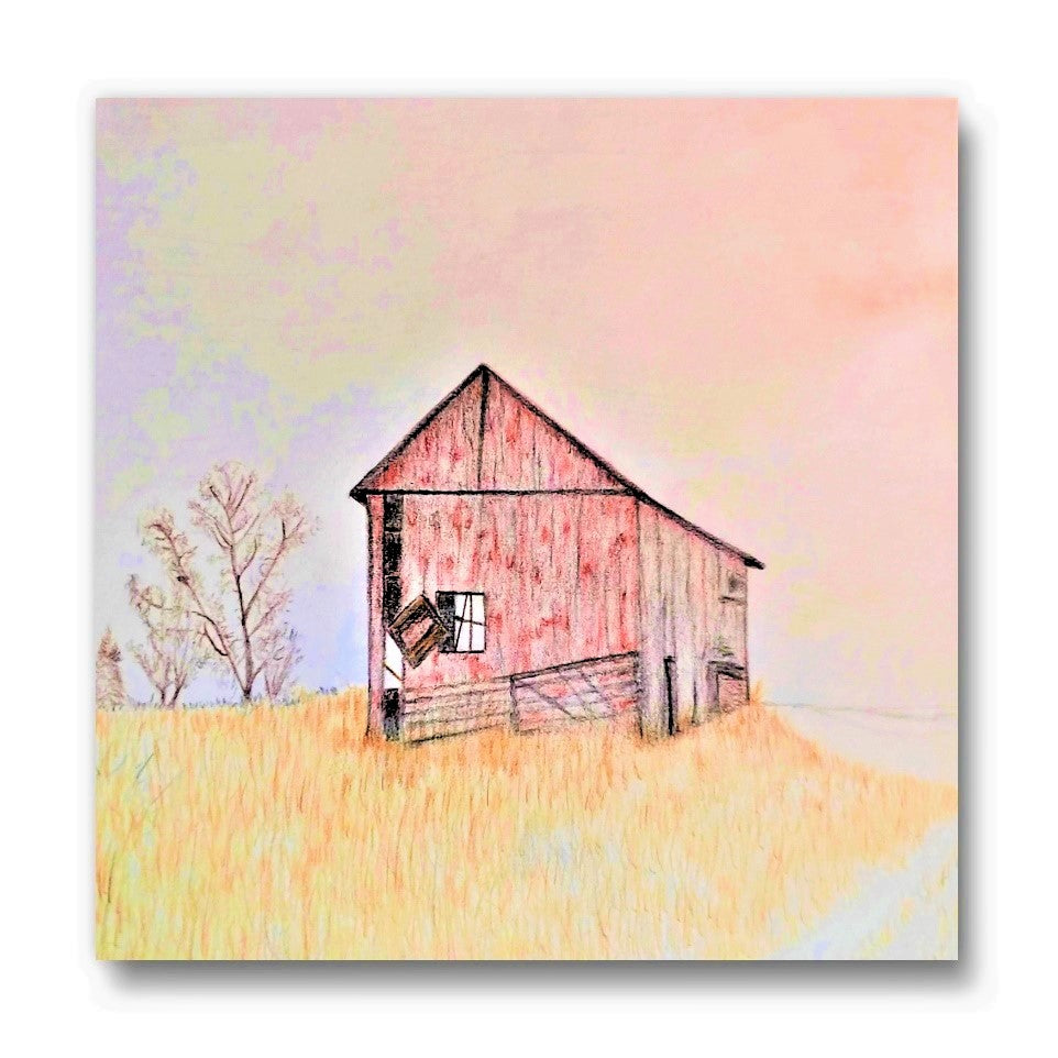 2.5" x 2.5" Still, a red barn